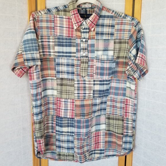 Ralph Lauren Other - Ralph Lauren Shirt Bleeding Madras Patchwork Popover Half Placket Collar Large